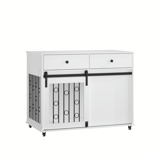 Modern Wooden Dog Crate Furniture with Sliding Barn Door – MDF Indoor - Image 22