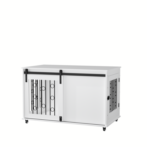 Modern Wooden Dog Crate Furniture with Sliding Barn Door – MDF Indoor - Image 50