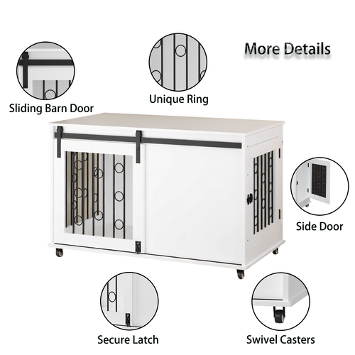 Modern Wooden Dog Crate Furniture with Sliding Barn Door – MDF Indoor - Image 48