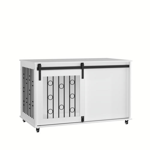 Modern Wooden Dog Crate Furniture with Sliding Barn Door – MDF Indoor - Image 52
