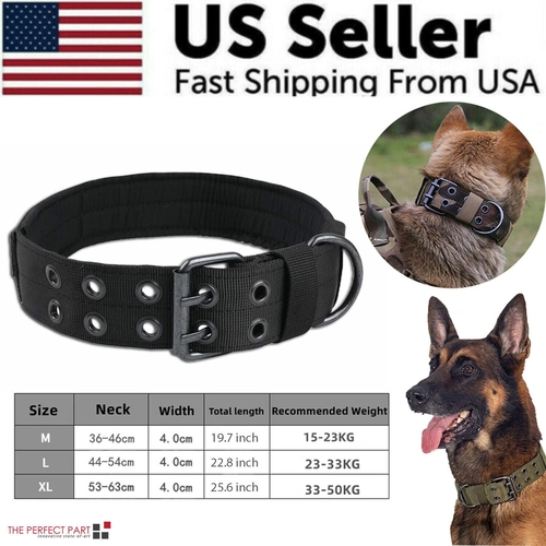 2" Wide Tactical Heavy Duty Nylon Large Dog Collar K9 Military With - Image 10