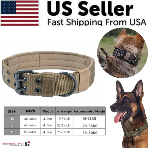 2" Wide Tactical Heavy Duty Nylon Large Dog Collar K9 Military With - Image 4