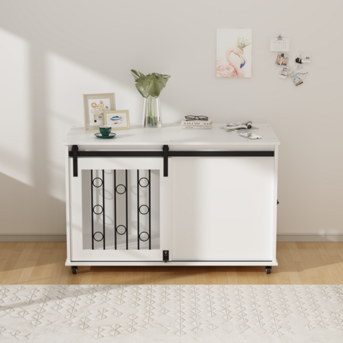 Modern Wooden Dog Crate Furniture with Sliding Barn Door – MDF Indoor - Image 43