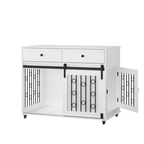 Modern Wooden Dog Crate Furniture with Sliding Barn Door – MDF Indoor - Image 4