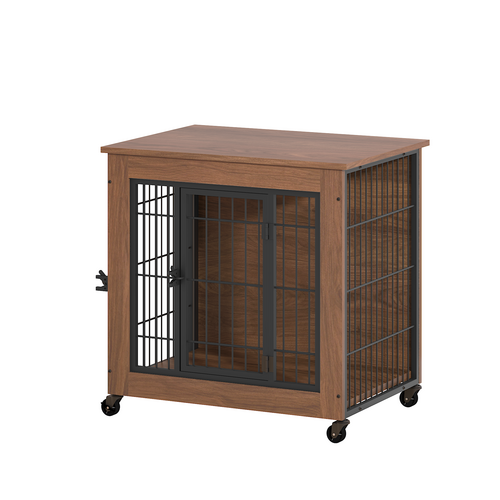 Heavy Duty Wooden Dog Crate Furniture with Wheels– Indoor Pet Kennel - Image 19
