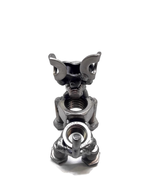 Scrap Metal Short Eared Dog Figurine, Steel Canine, Nuts and Bolts - Image 9