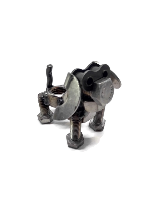 Scrap Metal Short Eared Dog Figurine, Steel Canine, Nuts and Bolts - Image 6