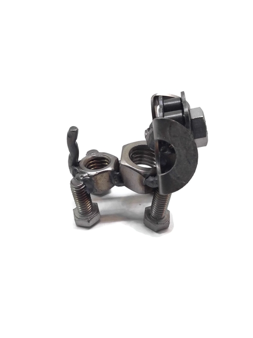 Scrap Metal Short Eared Dog Figurine, Steel Canine, Nuts and Bolts - Image 7