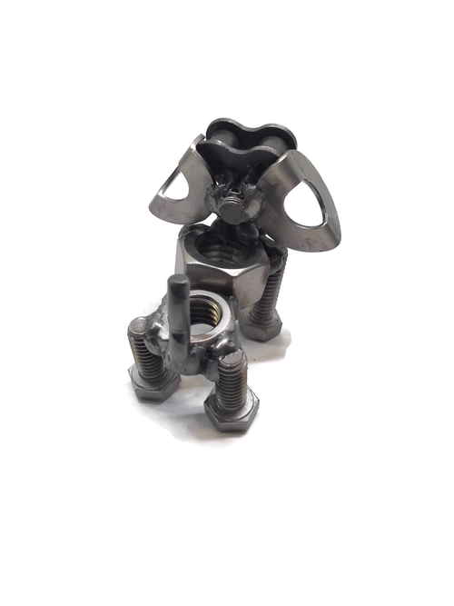 Scrap Metal Short Eared Dog Figurine, Steel Canine, Nuts and Bolts - Image 10