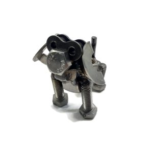 Scrap Metal Short Eared Dog Figurine, Steel Canine, Nuts and Bolts
