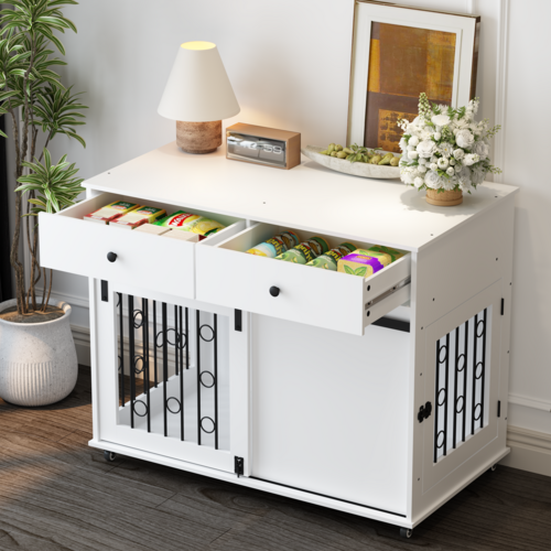Modern Wooden Dog Crate Furniture with Sliding Barn Door – MDF Indoor - Image 13