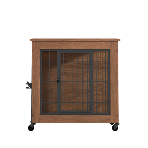 Heavy Duty Wooden Dog Crate Furniture with Wheels– Indoor Pet Kennel - Image 20
