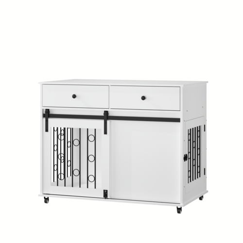 Modern Wooden Dog Crate Furniture with Sliding Barn Door – MDF Indoor - Image 26